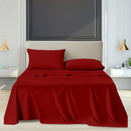 LUXURY DREAMS 4-Piece 1800 TC Series Deep-Pocket Luxurious Organic Bamboo Blend Bed Sheet Set LD-1800BF-4PC-BUR-F